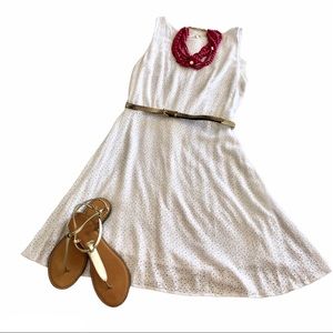 Nicole Miller Dress Women’s 8 White Eyelet Lined Sleeveless Cottagecore Classic